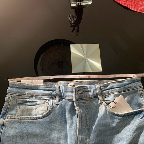 ZARA Flare Cropped Light Blue Jeans BNWT - Picture 5 of 7